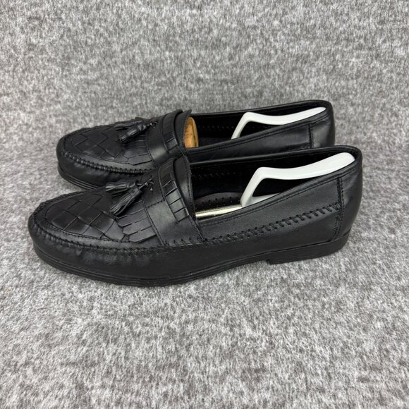 ✅Earth Shoe Mens 13 Alan II Black Leather Tassel Kilti Slip-On Moc Toe Loafers - Picture 10 of 12